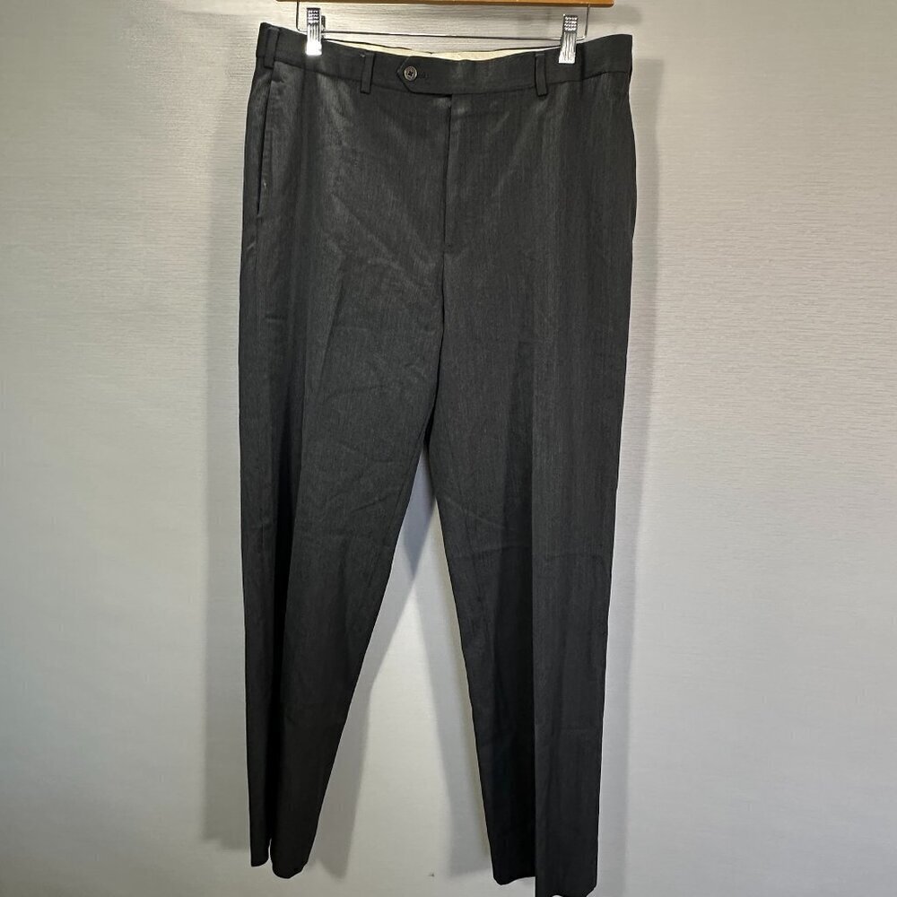 Brooks Brothers Dress Pants Men 36 Madison Gray Wool Pockets Flat Front Straight